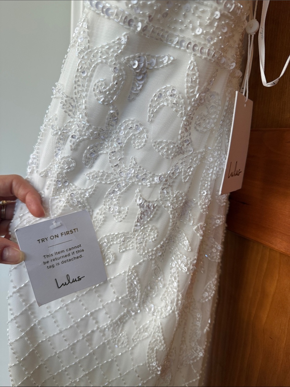 Cherished Vow White Spaghetti Strap Mermaid Wedding Gown - Picture 3 of 10